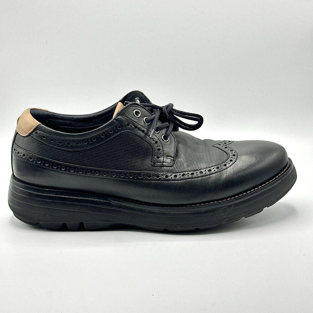 GDefy Dress Shoes Oxford Mens Size 10 Black Leather Brogue Wing Tip Comfort - Picture 8 of 13